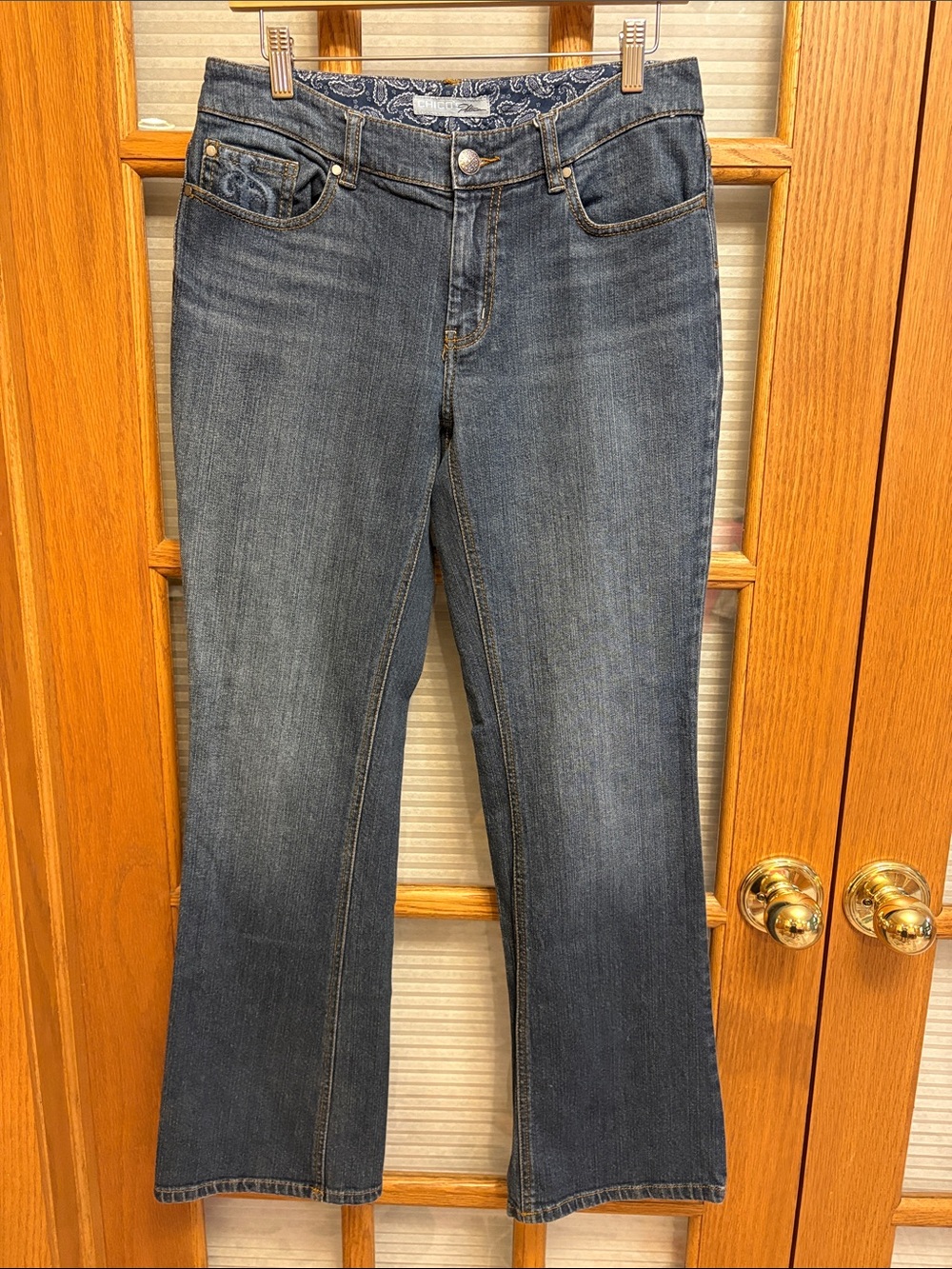 Chico's 1 Embroidered Indigo Wash Bootcut Jeans